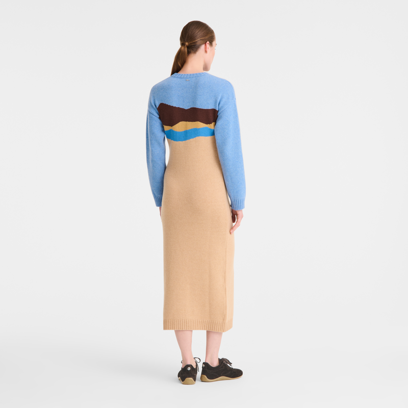 Dress Caroline H&eacute;lain x Longchamp , Beige - Knit  - View 3 of 5