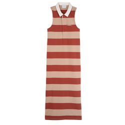 Polo dress , Cream/Coral - Striped jersey