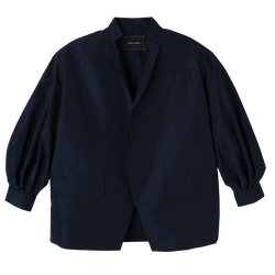 和服風格短身外套 , 海軍藍色 - 技術塔夫綢