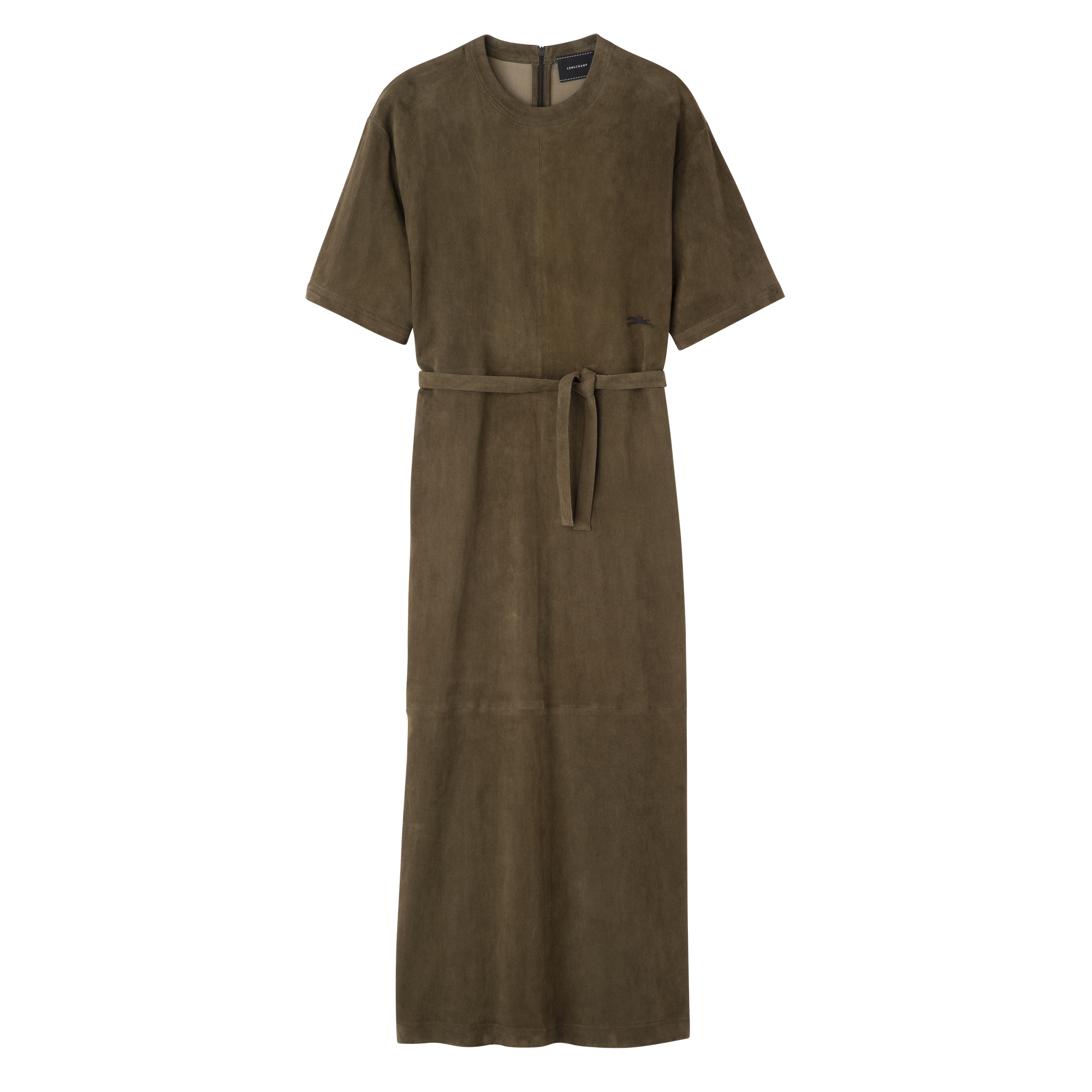 null Leather long dress, Khaki