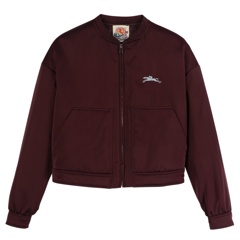 Chaqueta , Sat&eacute;n - Burdeos  - Vista 1 de 5