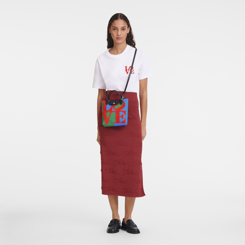 Longchamp x Robert Indiana 系列 斜背袋 XS , 紅色 - 帆布 - 查看 2 4