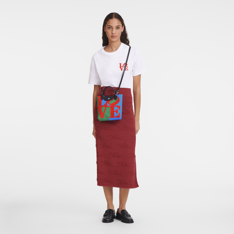Longchamp x Robert Indiana 系列 斜背袋 XS , 紅色 - 帆布  - 查看 2 4