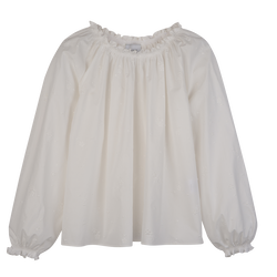 Blouse , White - Poplin embroidered