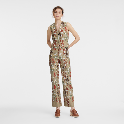 Embroidered trousers , Oat - Gabardine - View 2 of  3