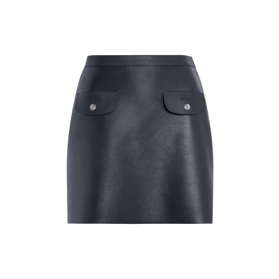 스커트 , 검정 - 가죽