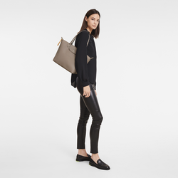 Longchamp Shop-It Donna Grey Suede Totes Shoulder Bag