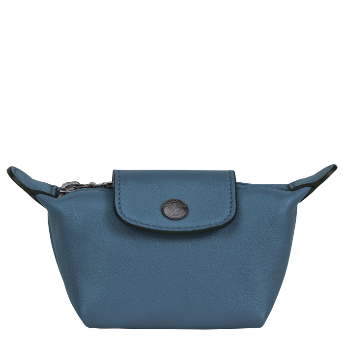 Coin purse Le Pliage Cuir Pilot blue (30016757729) Longchamp US
