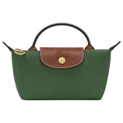 Le Pliage Original 附提把的小袋子 , 英式綠色 - 再生帆布