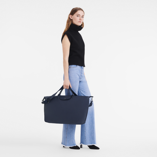 Le Pliage Xtra S Travel bag , Navy - Leather - View 2 of  5