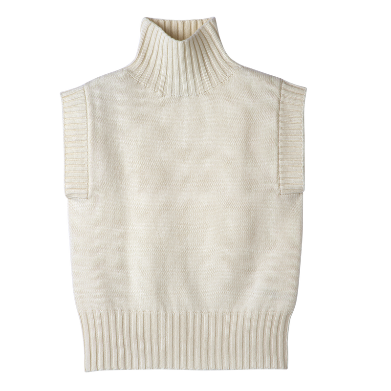High collar no sleeve jumper Ecru Knit Longchamp NO