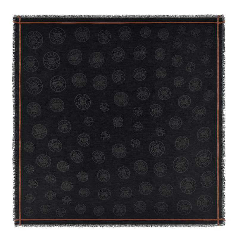 La M&eacute;daille Longchamp Shawl , Black - Cotton blend  - View 1 of 3