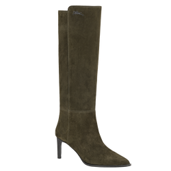 Elan Heel boots , Olive - Leather