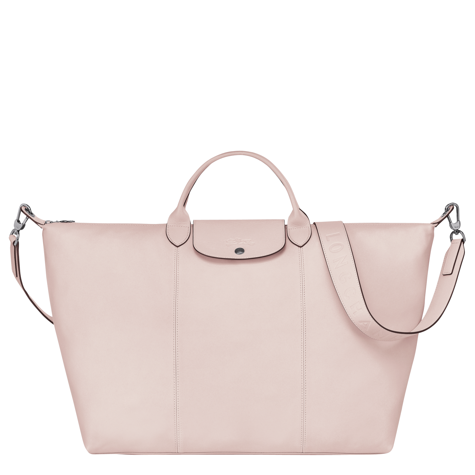 longchamp le pliage cuir pink