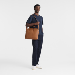 Le Foulonn&eacute; S Briefcase , Caramel - Leather
