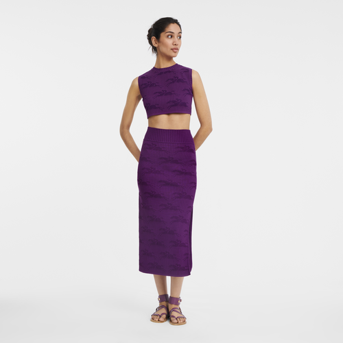 Jupe midi , Maille - Violette - Vue 2 de 3