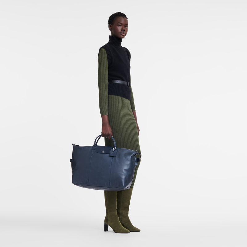 Le Foulonné L Travel bag , Navy - Leather  - View 2 of 4