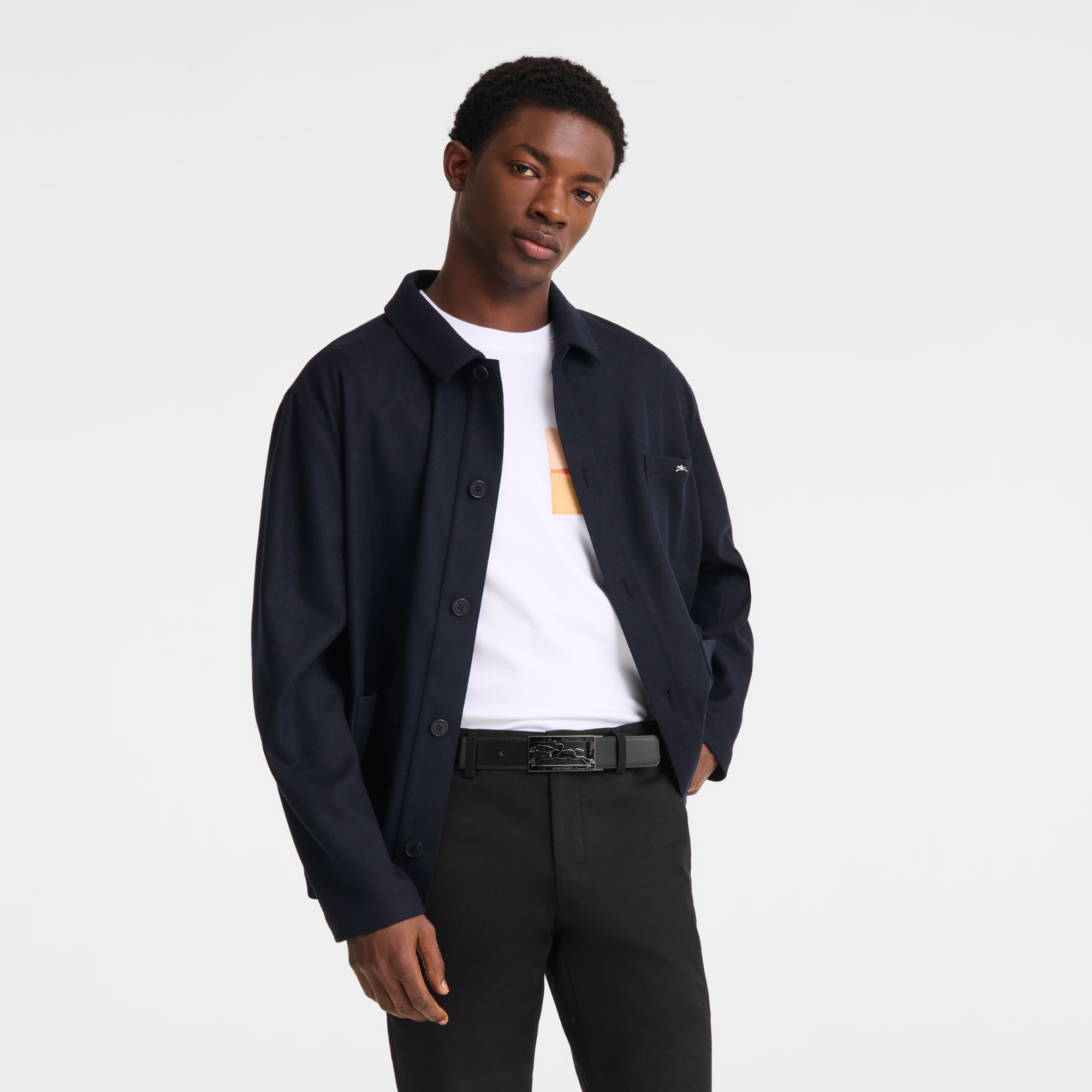 Delta Box Men's belt, Black/Navy