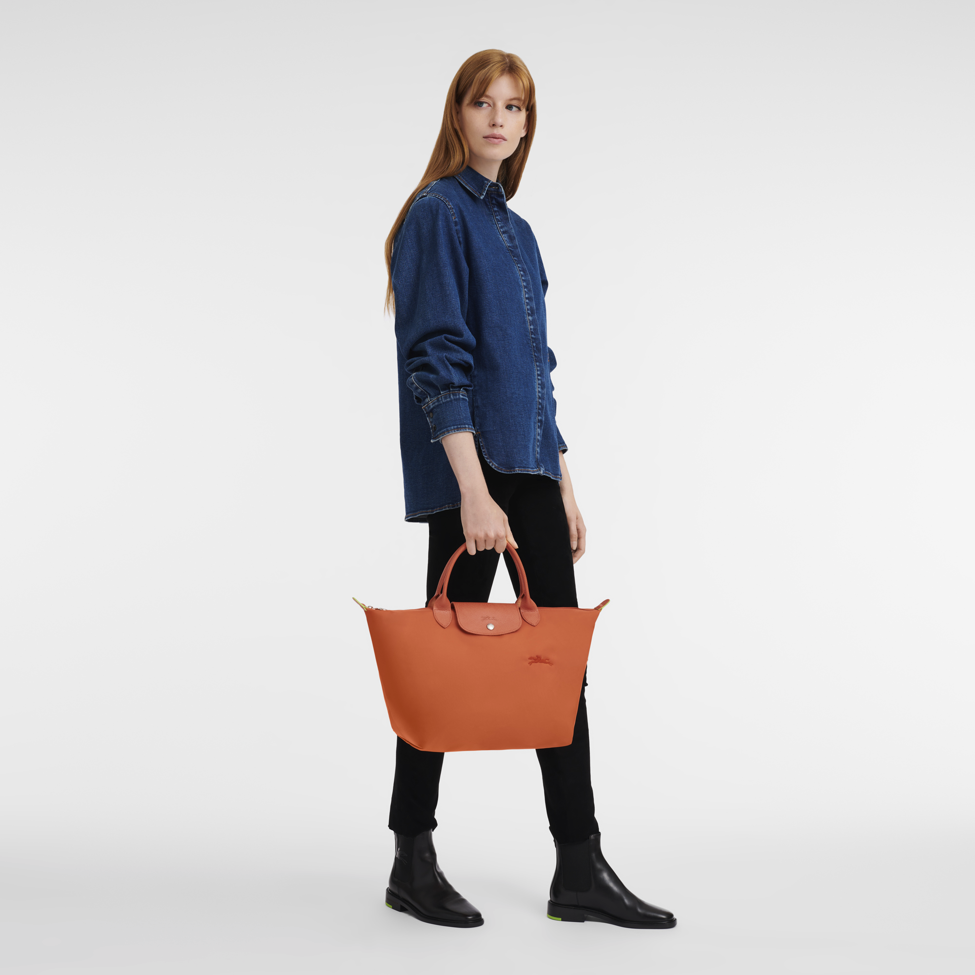 Le Pliage Green Handbag M, Carot