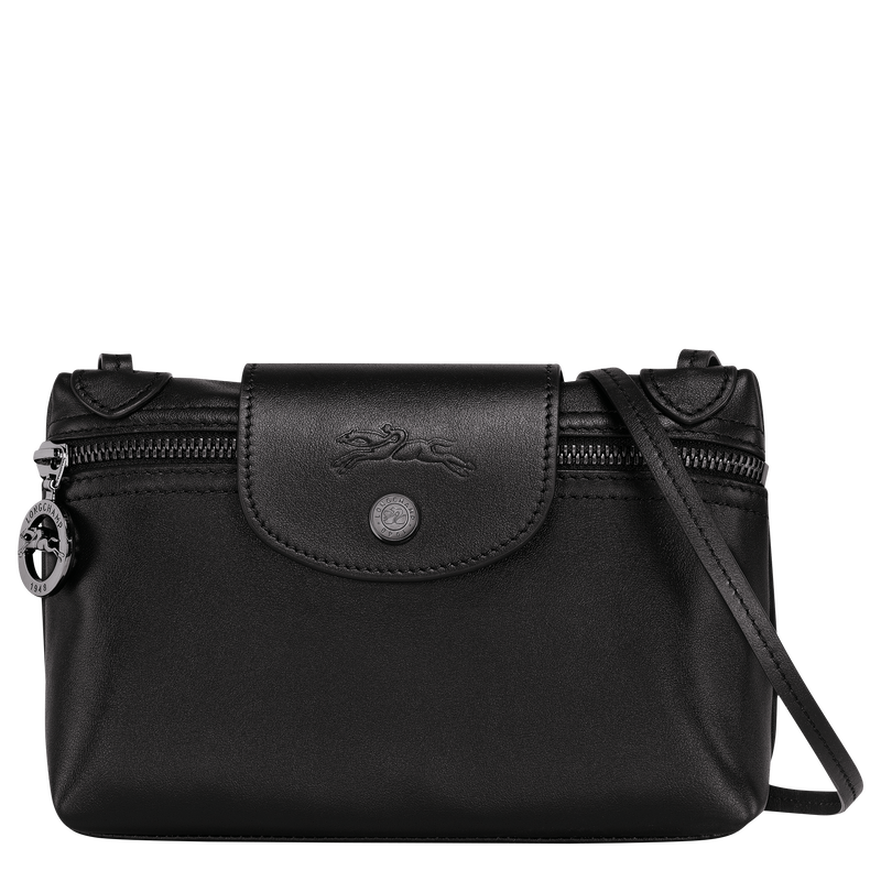 Longchamp Black Le Pliage Cuir Crossbody Bag