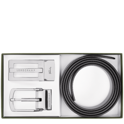 Delta Box Men's belt , Black/Navy - Leather