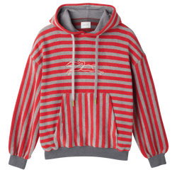Hoodie , Grey/Red - Fleece