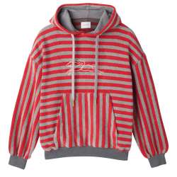 Hoodie , Polaire - Gris/Rouge