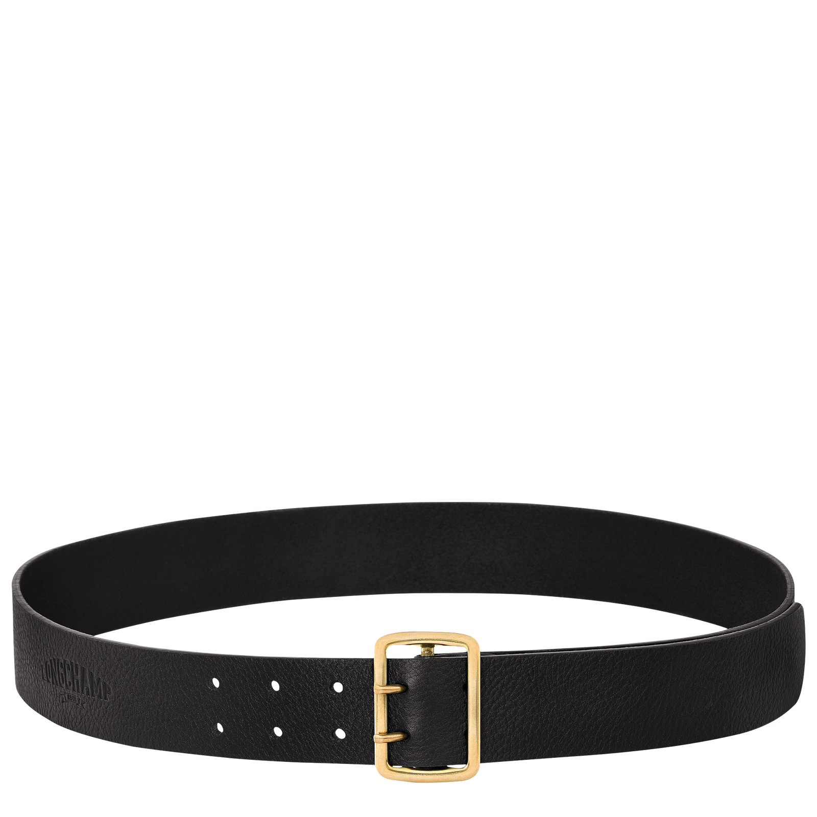 Ceinture noire cuir large boucle métal Femme