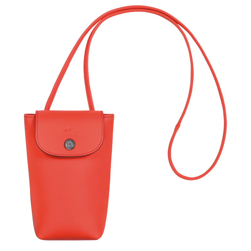 Mobiltelefon-Etui mit Lederbändchen Le Pliage Xtra , Leder - Orange  - Ansicht 1 von 4