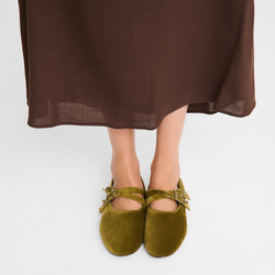 Le Foulonné Ballerinas , Olive - Leather