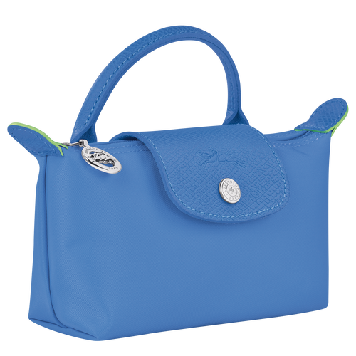 Le Pliage Green Pouch with handle , Cornflower - Recycled canvas - View 3 of 6