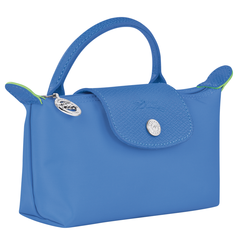 Pochette mit Henkel Le Pliage Green , Recyceltes Canvas - Kornblumenblau  - Ansicht 3 von 6