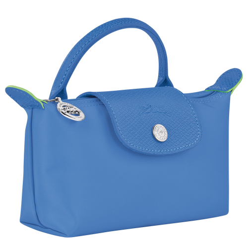 Le Pliage Green Pouch with handle , Cornflower - Recycled canvas - View 3 of  6