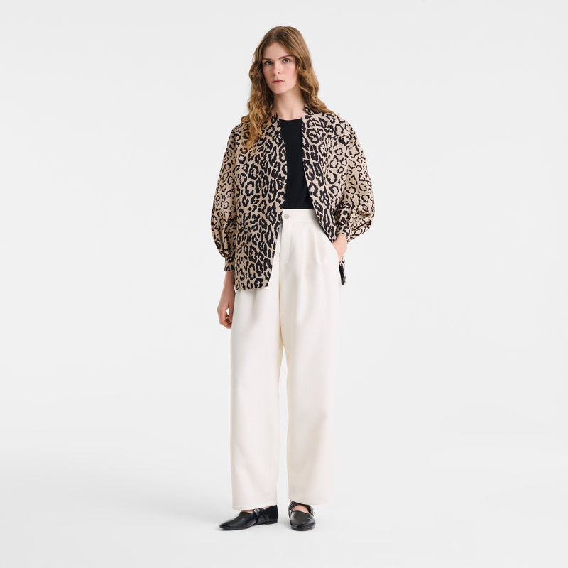 Chaqueta , Tafet&aacute;n estampado - Beige/Negro  - Vista 2 de 3