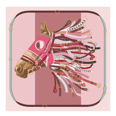 Tête de cheval Silk scarf 90 , Pink - Silk