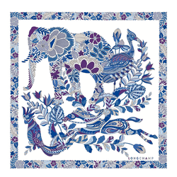 Forêt Longchamp Silk scarf 50 , Electric Blue - Silk