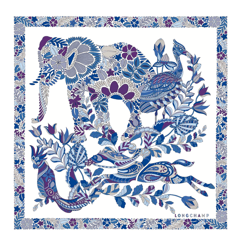 Forêt Longchamp Silk scarf 50 , Electric Blue - Silk  - View 1 of  2