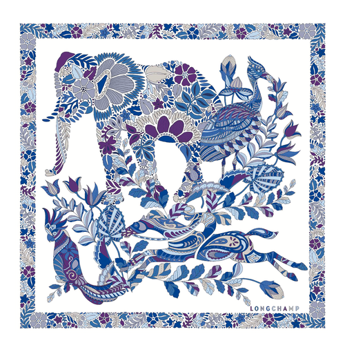 Forêt Longchamp Silk scarf 50 , Electric Blue - Silk - View 1 of  2