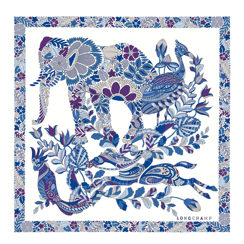 Forêt Longchamp Silk scarf 50 , Electric Blue - Silk  - View 1 of  2