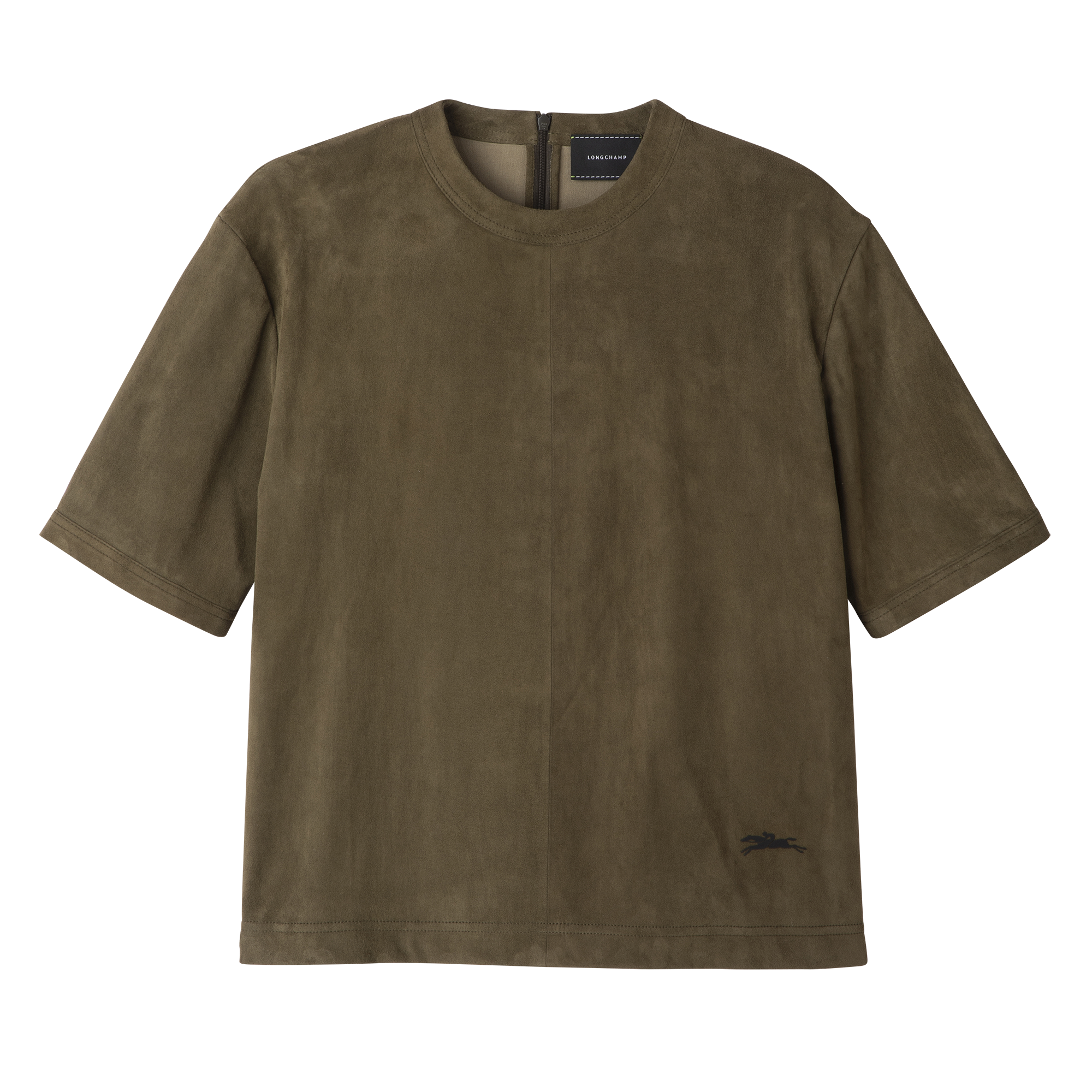 null Camisola curta em couro, Caqui