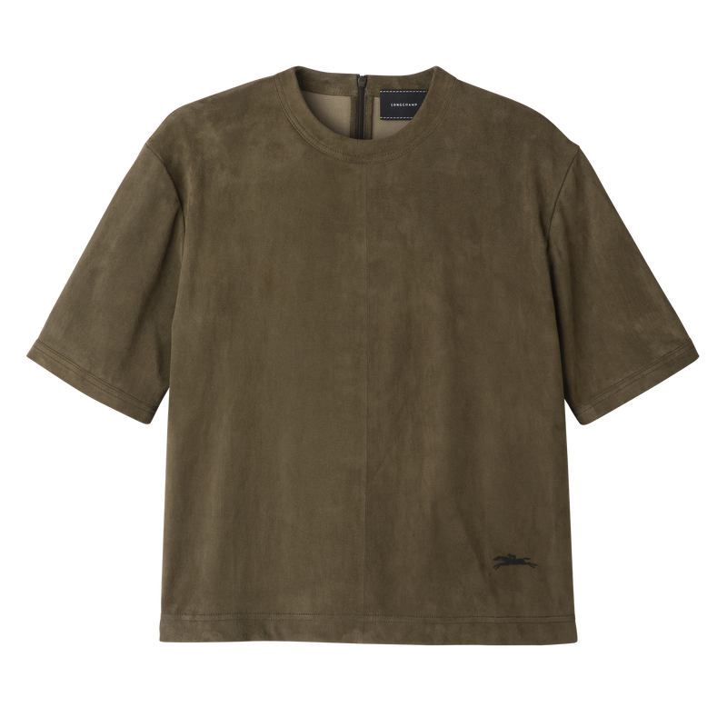 Camisola curta em couro , Pele - Caqui  - Vista 1 de  5