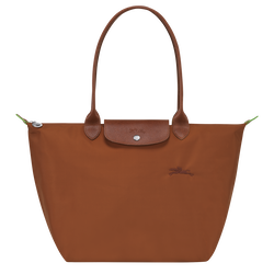 Le Pliage Green L Tote bag , Cognac - Recycled canvas