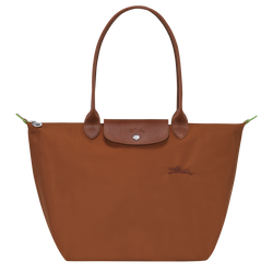 Le Pliage Green Schoudertas L , Cognac - Gerecycled canvas