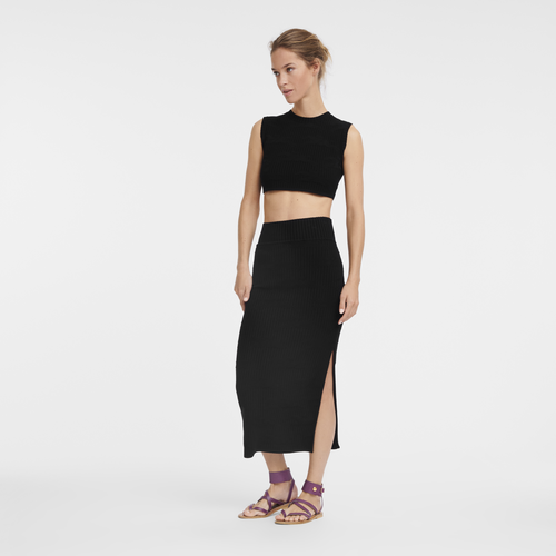 Midi skirt , Black - Knit - View 2 of 5