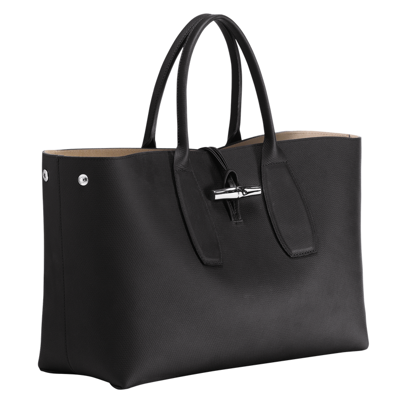 Longchamp Roseau Leather Tote Bag - Grey