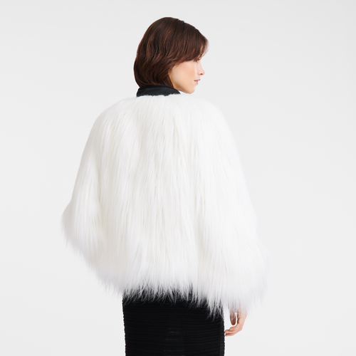Topstitching short jacket Ecru - Faux fur | Longchamp US