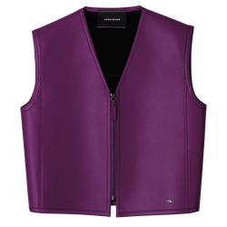 Sleeveless cardigan , Violet - Leather