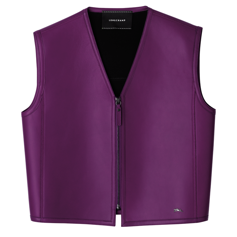 Sleeveless cardigan , Violet - Leather  - View 1 of  1