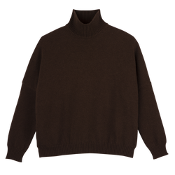 Camisola de gola alta , Malha - Caf&eacute;