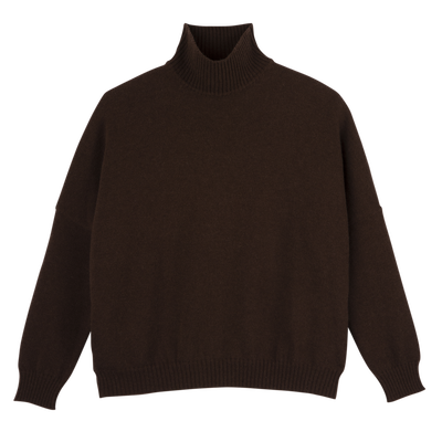 하이넥 스웨터 , 커피 - 니트